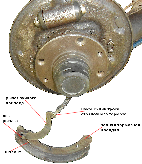 снимаем заднюю тормозную колодку